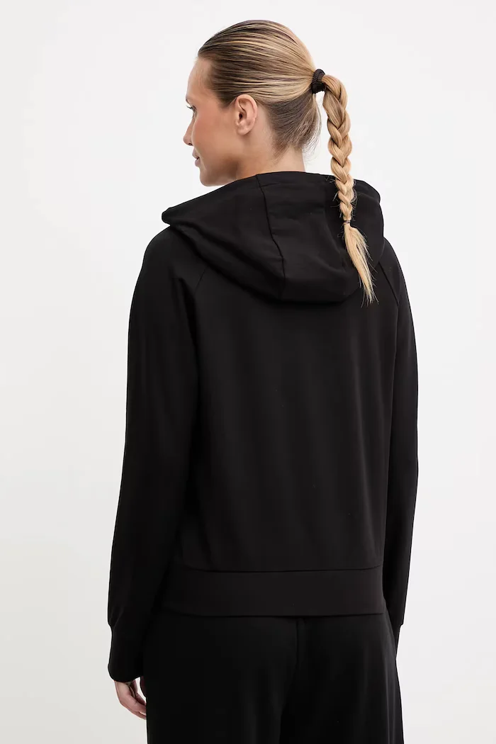 EA7 Emporio Armani суичър с цип и качулка дамски с памук черен AF13135.7W000458