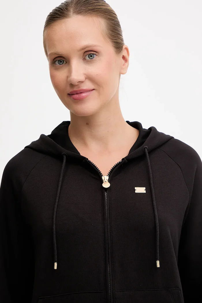 EA7 Emporio Armani суичър с цип и качулка дамски с памук черен AF13135.7W000458