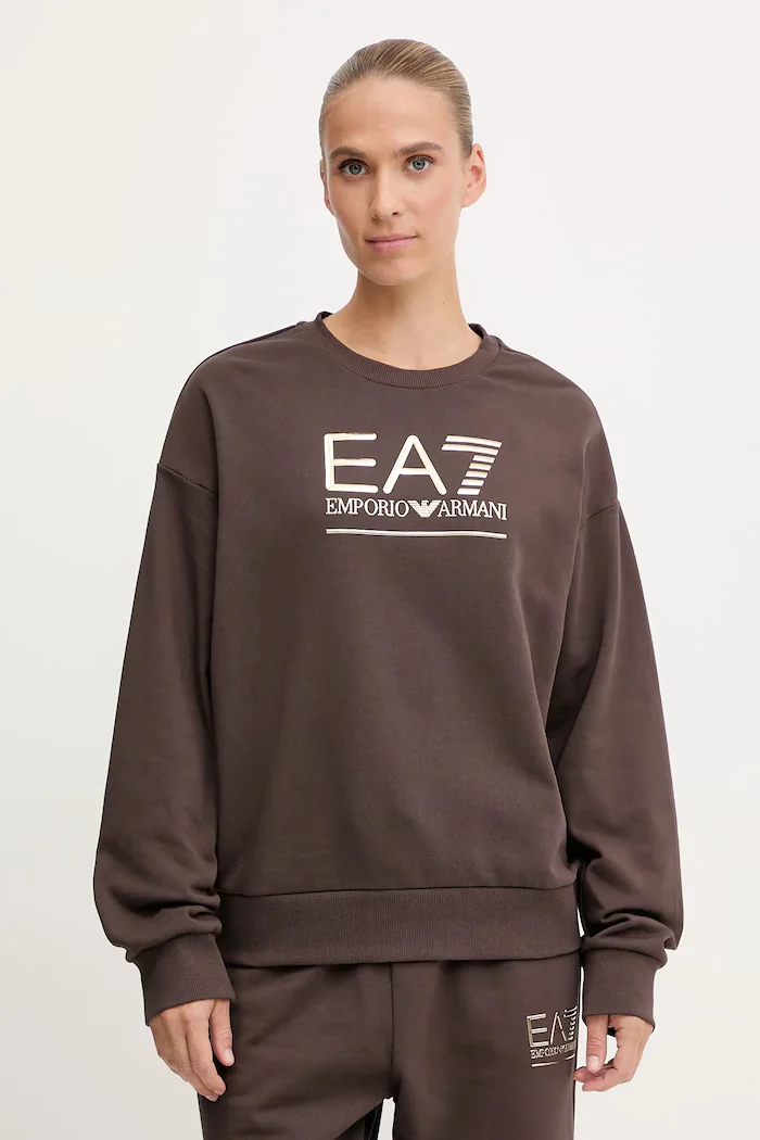 EA7 Emporio Armani Суичър в кафяво с принт AF12473.7W000416