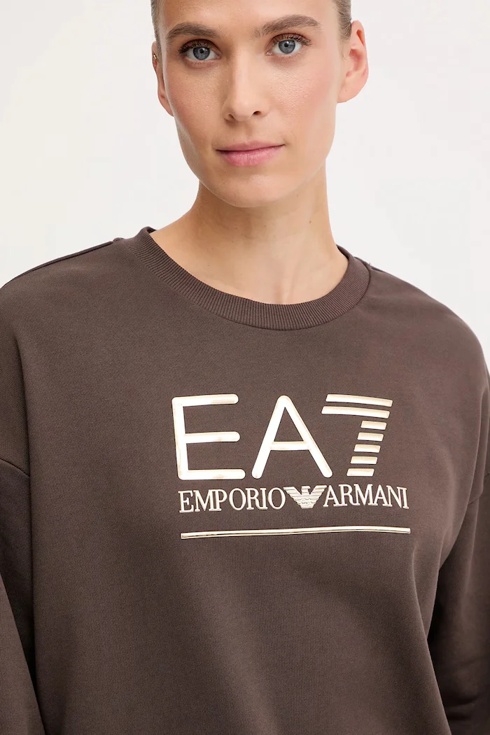 EA7 Emporio Armani Суичър в кафяво с принт AF12473.7W000416