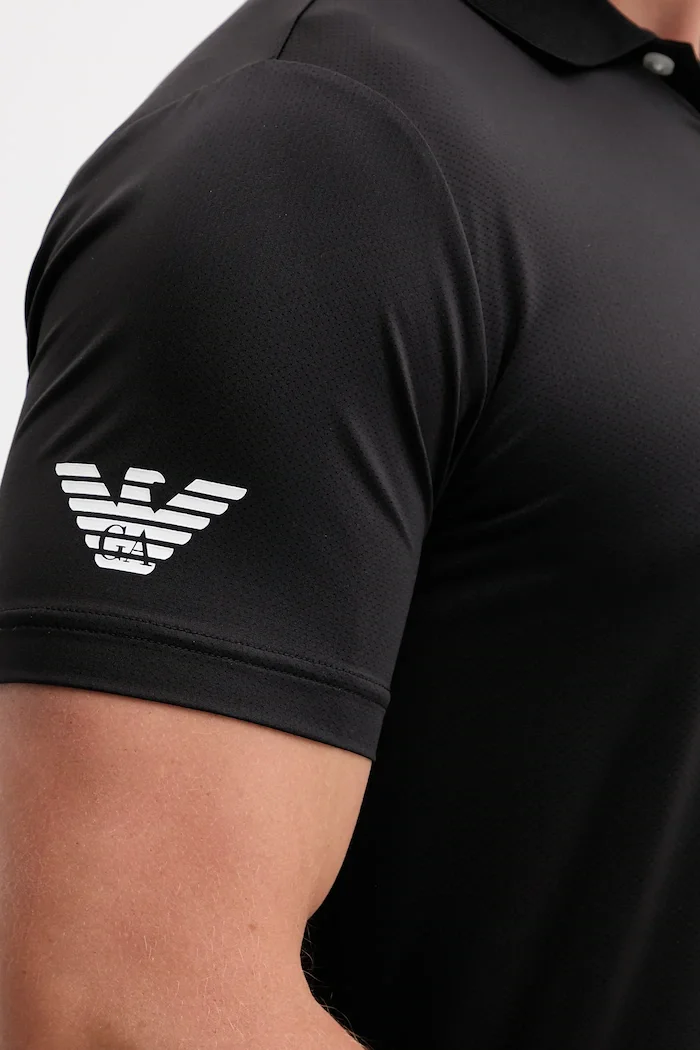 EA7 Emporio Armani Тениска с яка в черно с принт