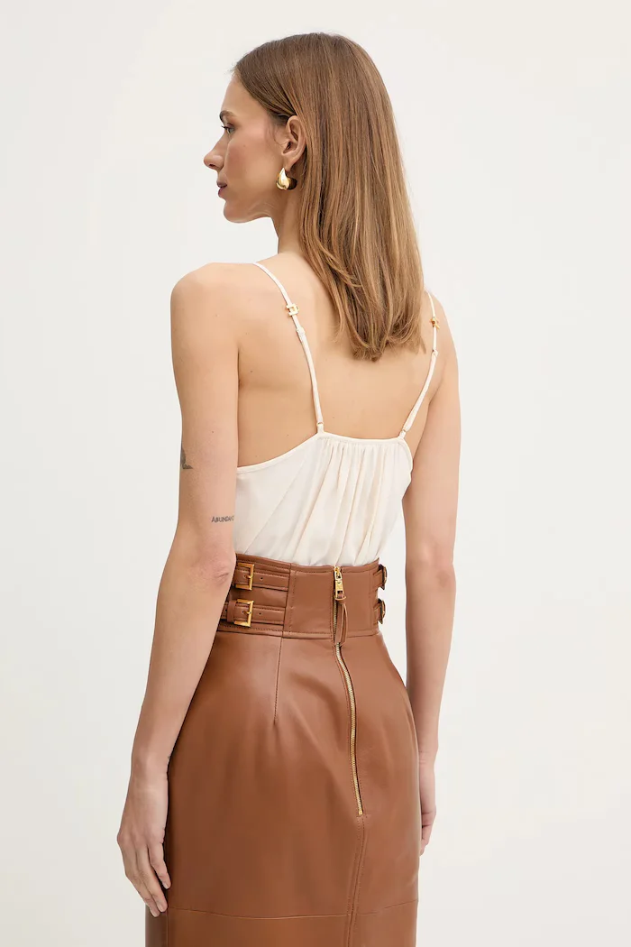Elisabetta Franchi Боди в бежово с изчистен дизайн BO01461E2