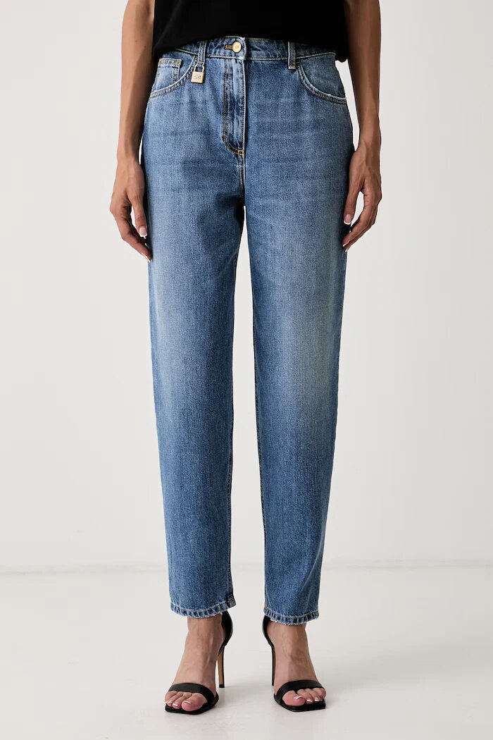 Elisabetta Franchi дънки relaxed fit дамски сини PJ14D66E2