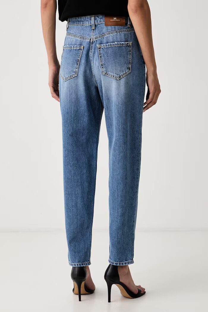 Elisabetta Franchi дънки relaxed fit дамски сини PJ14D66E2