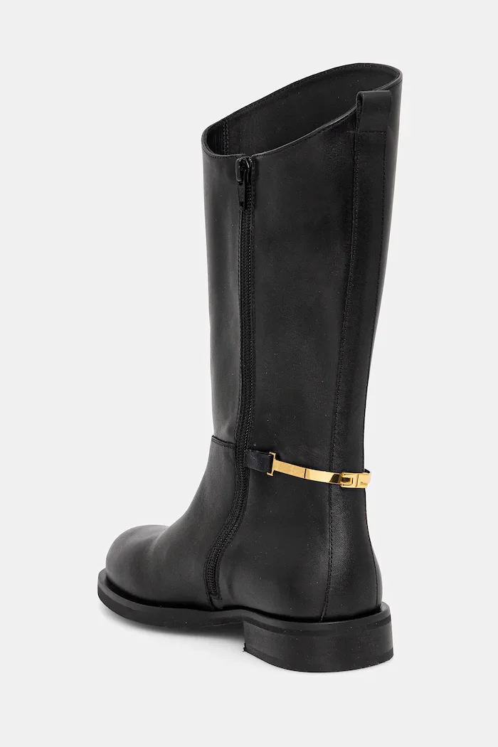 Elisabetta Franchi Детски кожени ботуши в черно F4A6-E0449