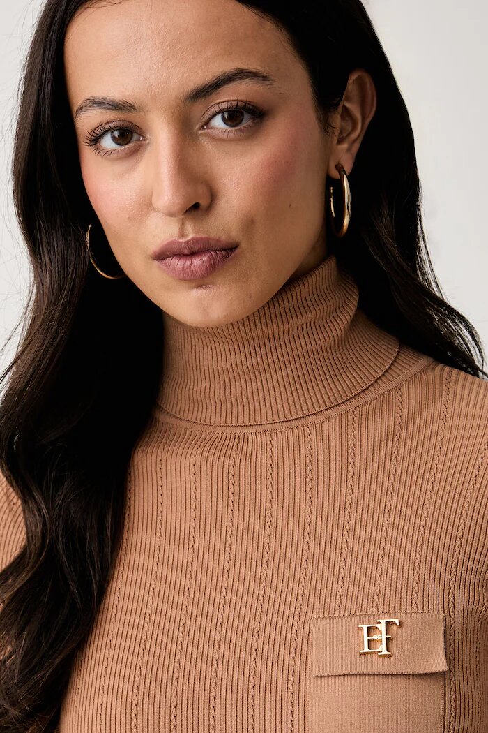 Elisabetta Franchi домашен пуловер дамски с лиосел кафяв MK05B66E2