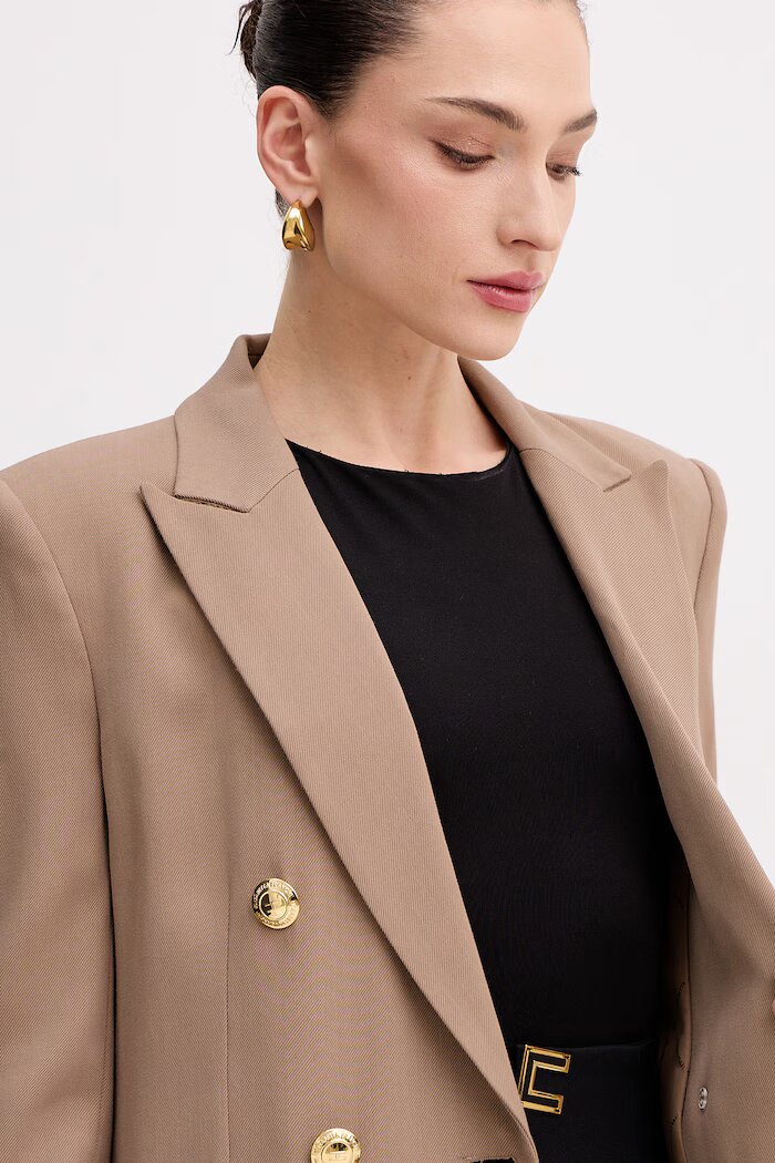 Elisabetta Franchi палто дамско с вискоза кафяво CP00361E2