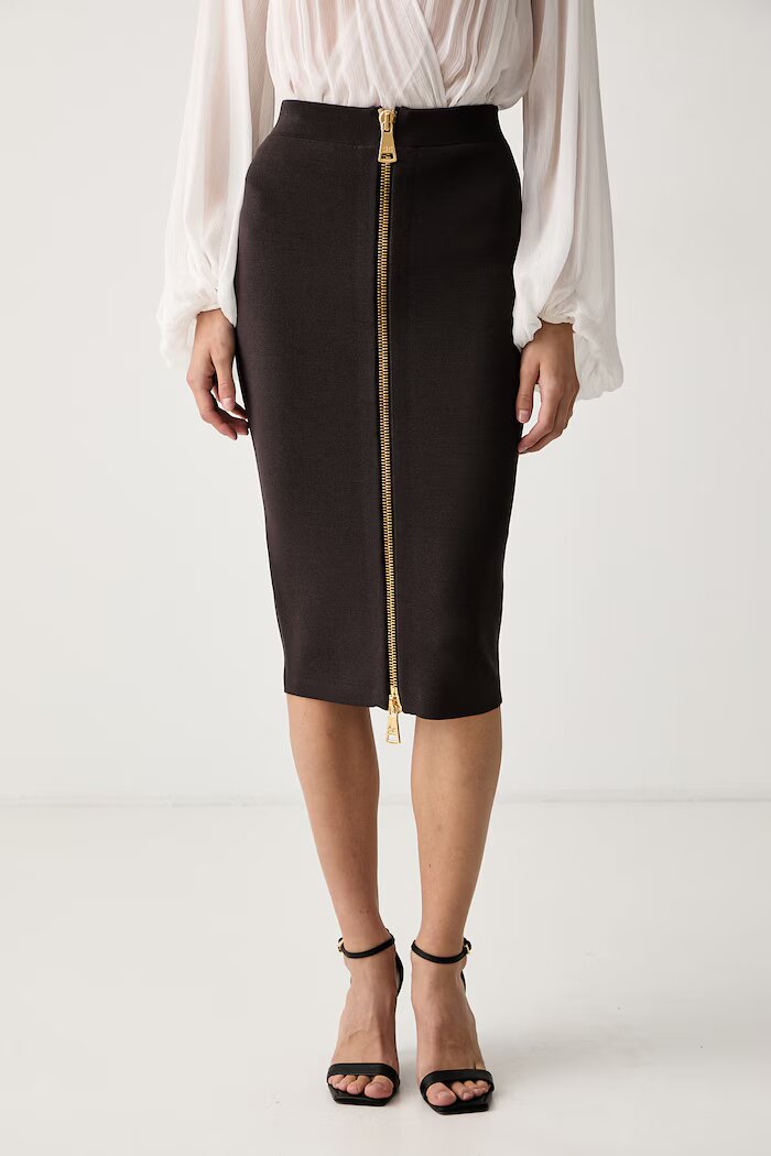 Elisabetta Franchi пола тип молив с вискоза кафява GK28B66E2