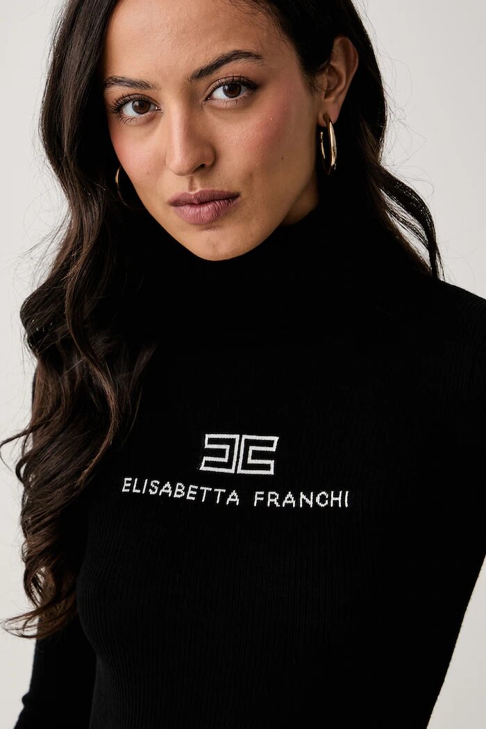 Elisabetta Franchi пуловер дамски от вълна черен MK18B66E2