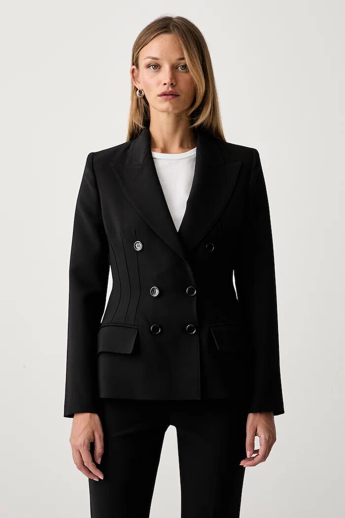 Elisabetta Franchi сако с двуредно закопчаване дамско черно GI25766E2
