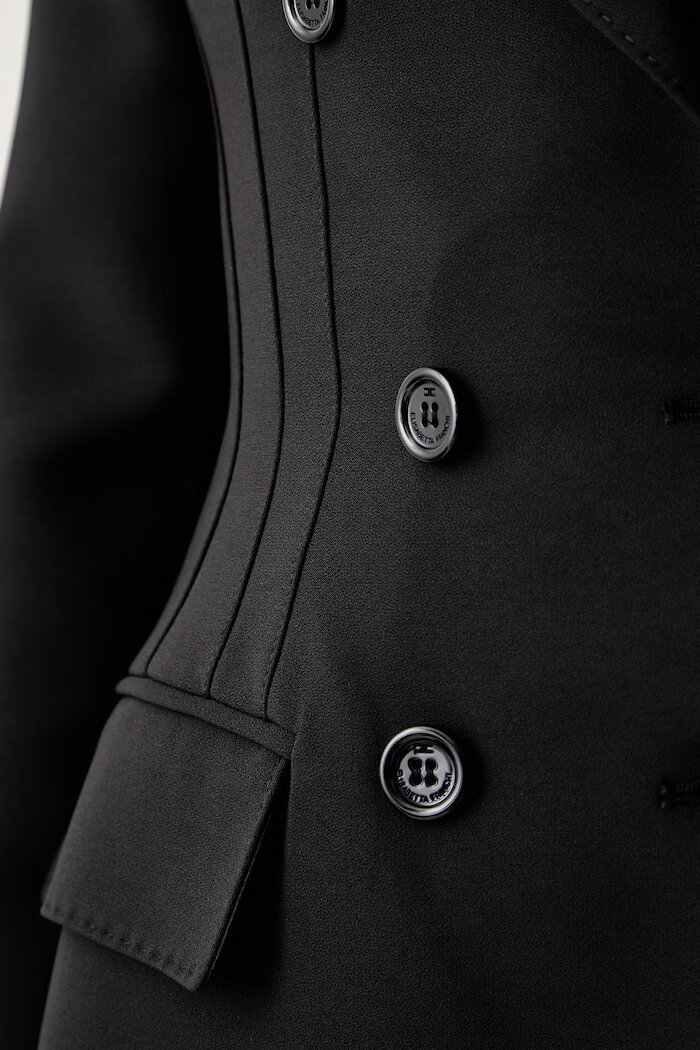 Elisabetta Franchi сако с двуредно закопчаване дамско черно GI25766E2