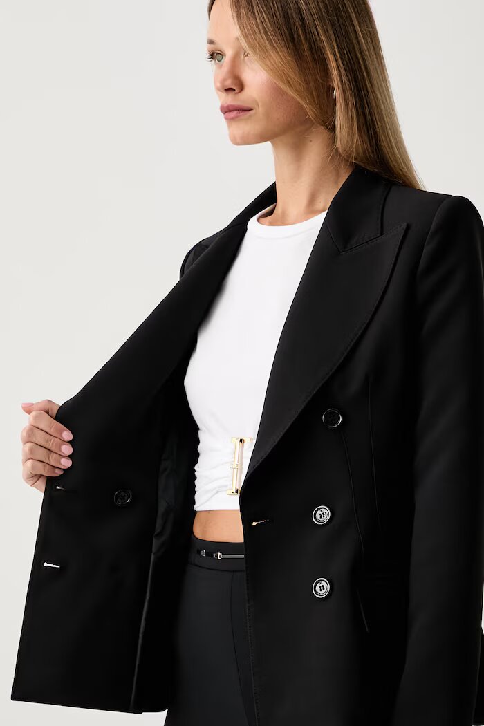Elisabetta Franchi сако с двуредно закопчаване дамско черно GI25766E2