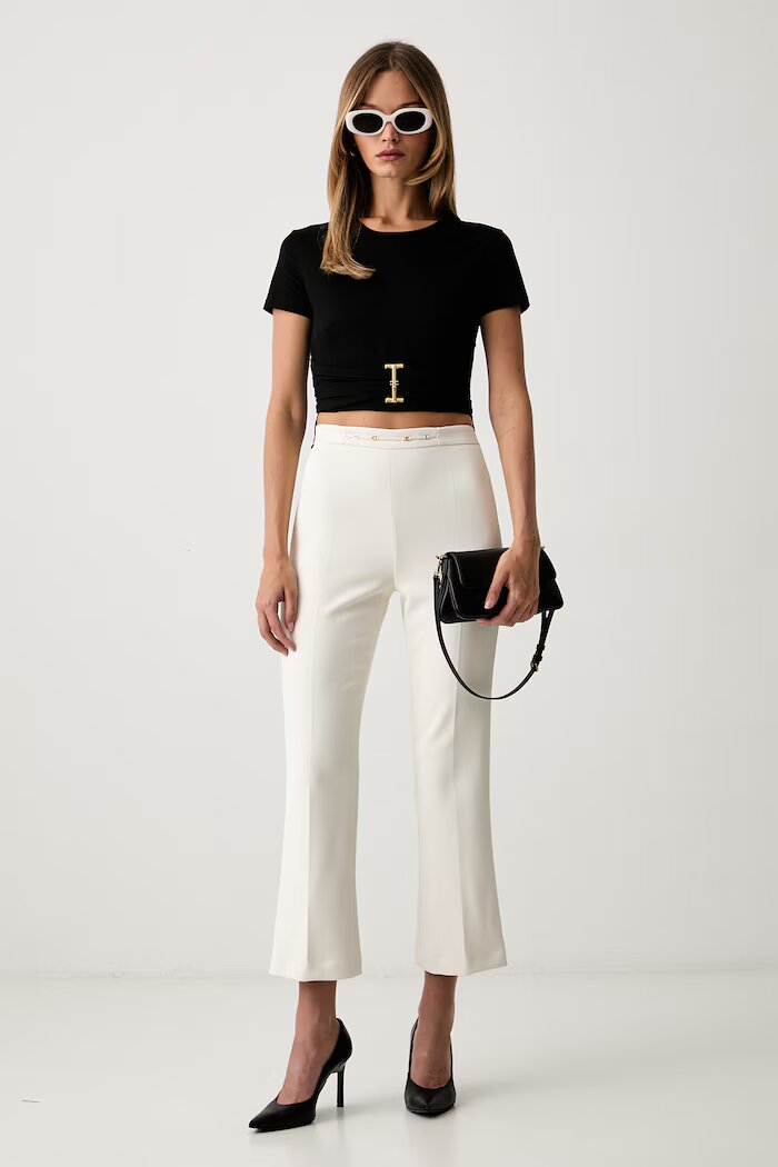 Elisabetta Franchi тениска дамска от памук черна MA00366E2