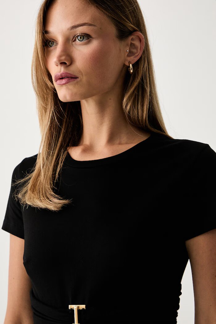 Elisabetta Franchi тениска дамска от памук черна MA00366E2