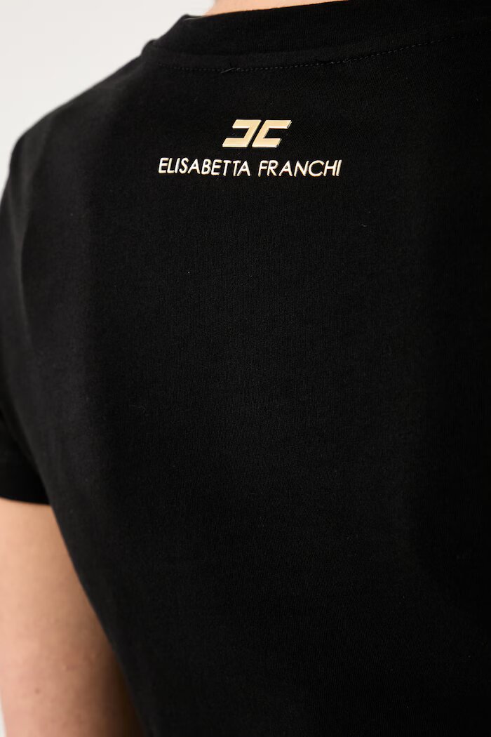 Elisabetta Franchi тениска дамска от памук черна MA00366E2