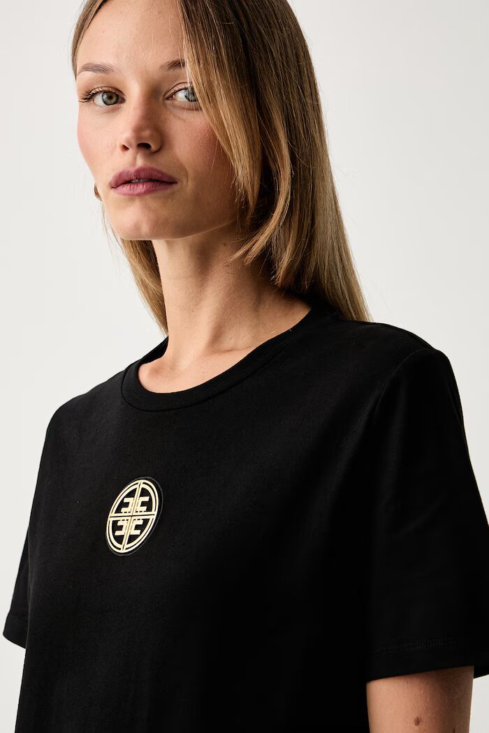 Elisabetta Franchi тениска дамска от памук черна MA00866E2