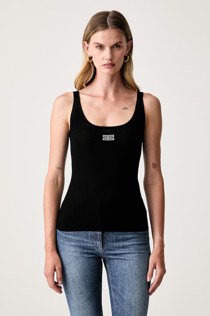 Elisabetta Franchi топ дамски с вълна черен TK03B66E2