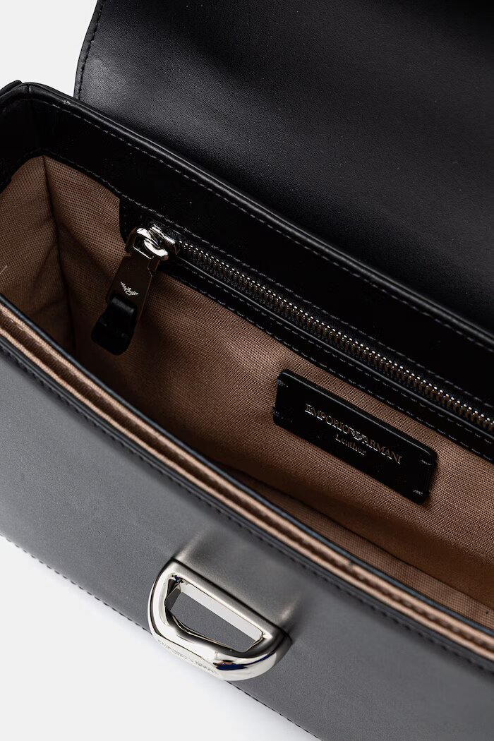 Emporio Armani чанта crossbody дамска от кожа черна EW004419 AF25356
