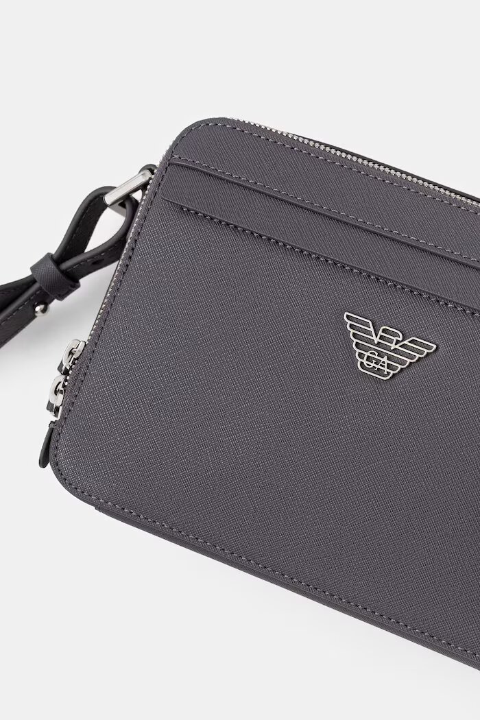 Emporio Armani чанта през рамо мъжка от имитация на кожа сива EM001186 AF13805