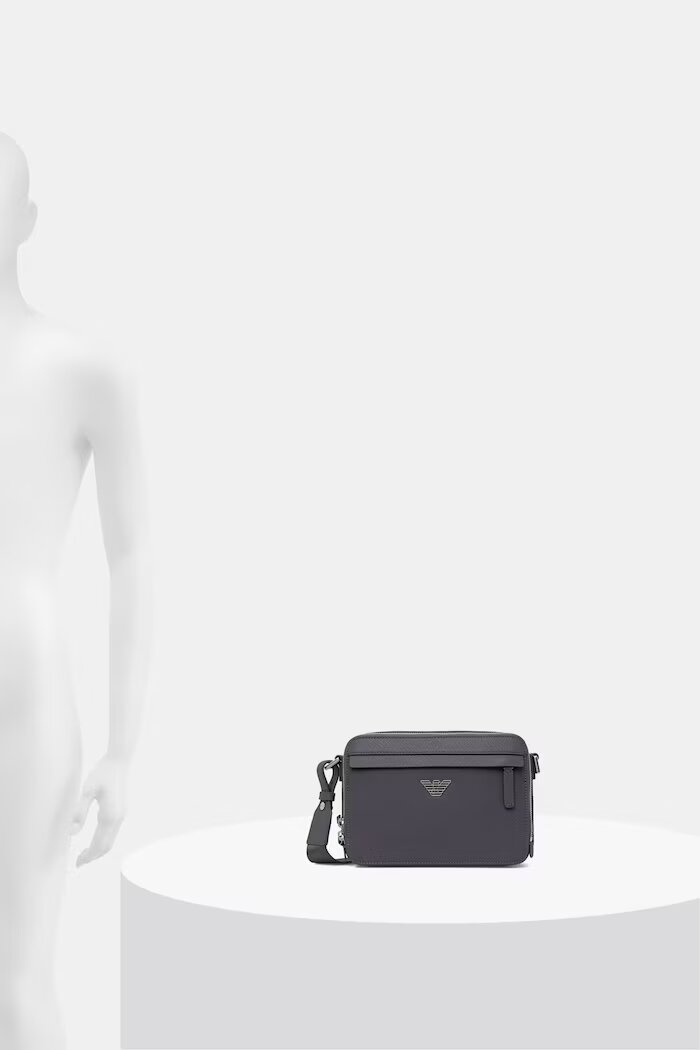 Emporio Armani чанта през рамо мъжка от имитация на кожа сива EM001186 AF13805