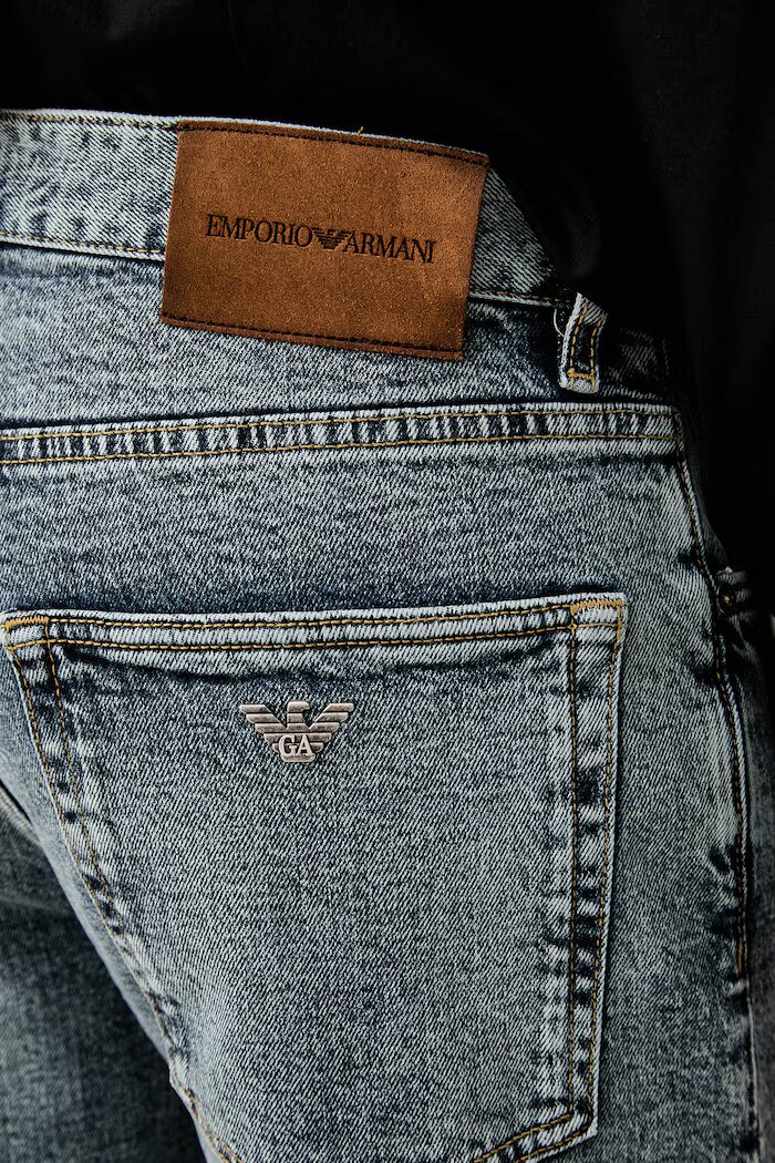 Emporio Armani дънки straight мъжки сини EM000763 AF27777