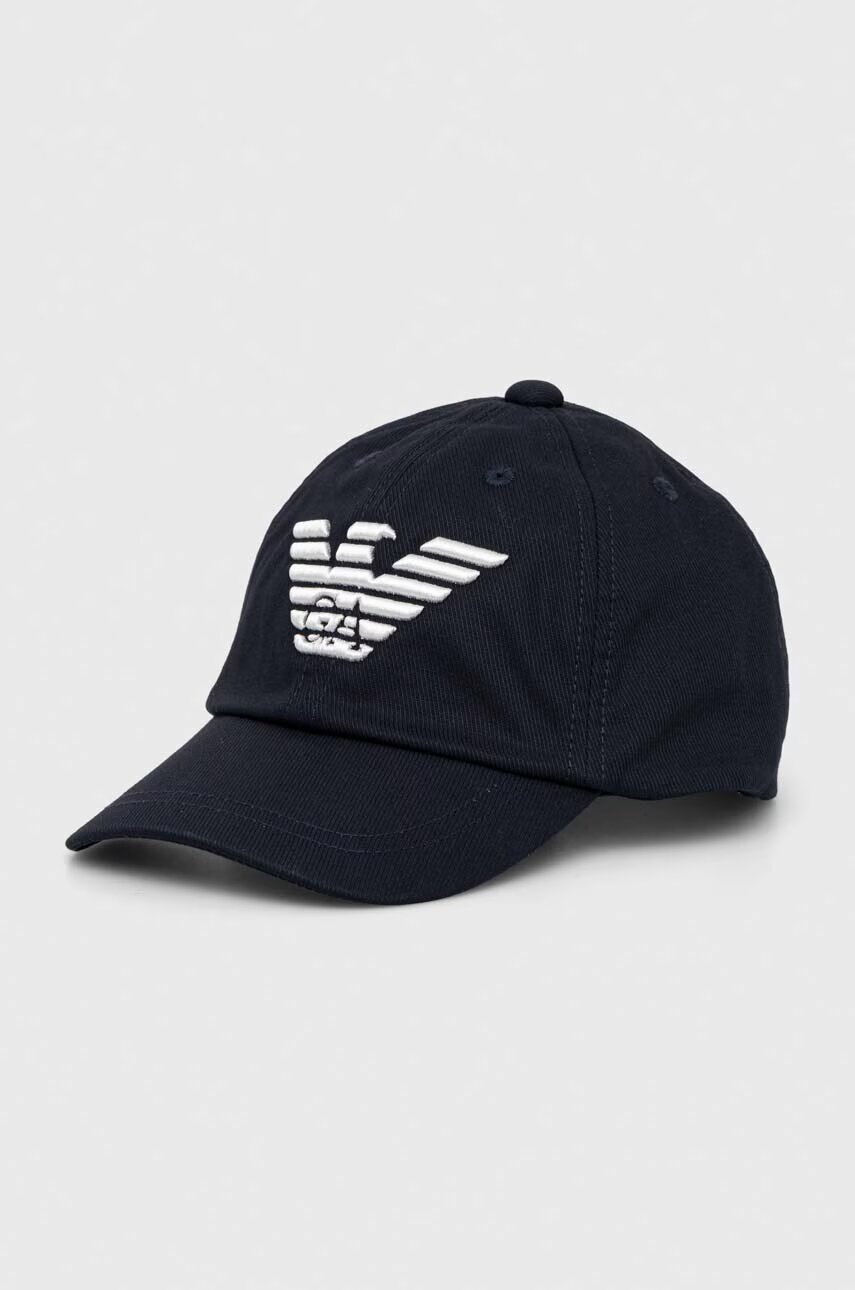 Emporio Armani Детска памучна шапка с козирка