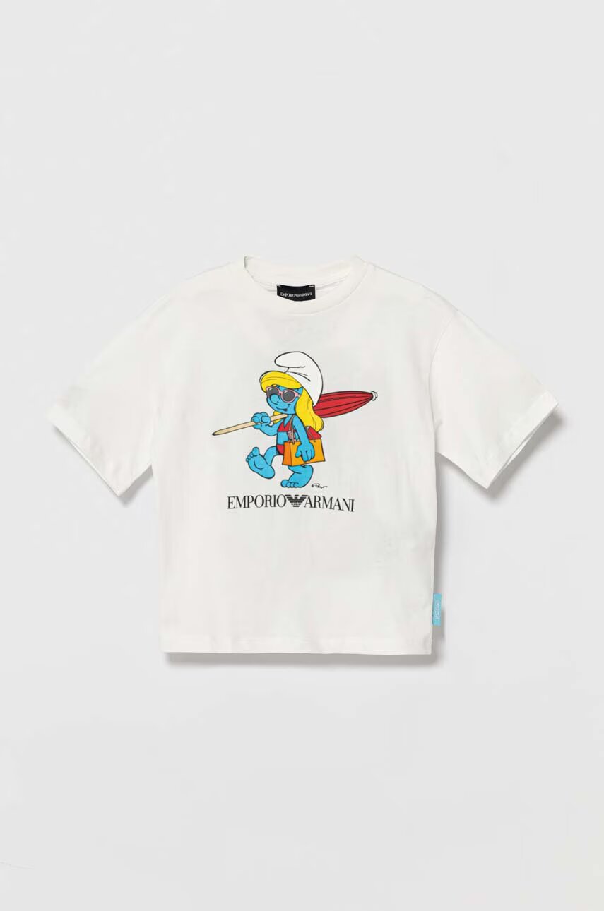 Emporio Armani Детска памучна тениска The Smurfs