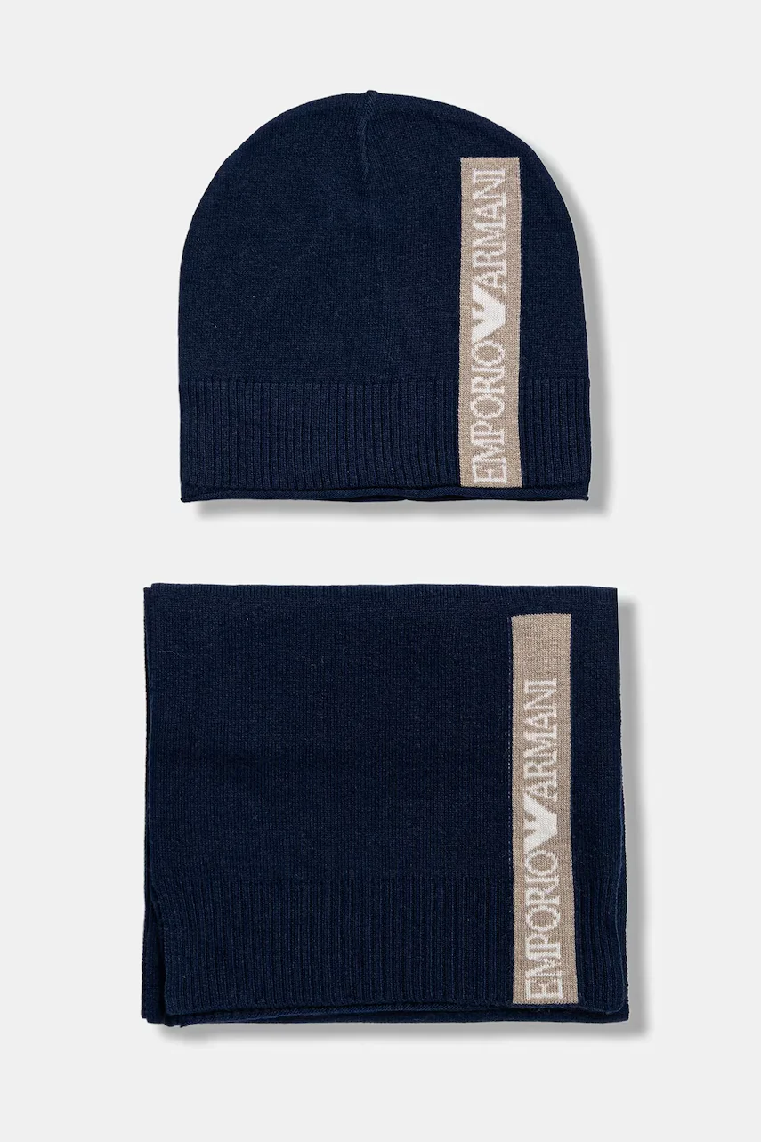Emporio Armani Детска шапка и шал с вълна