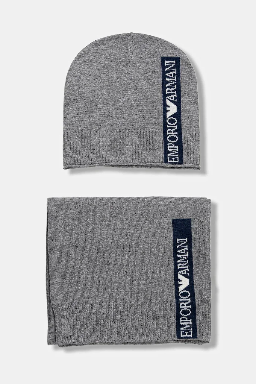 Emporio Armani Детска шапка и шал с вълна