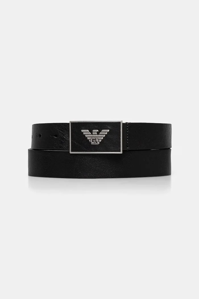 Emporio Armani колан мъжки от кожа черен