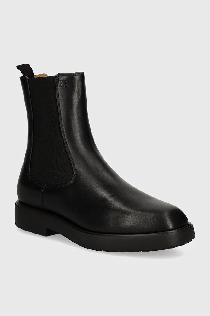 Emporio Armani Кожени боти в черно с равна подметка EW000425 AF11991 UC001