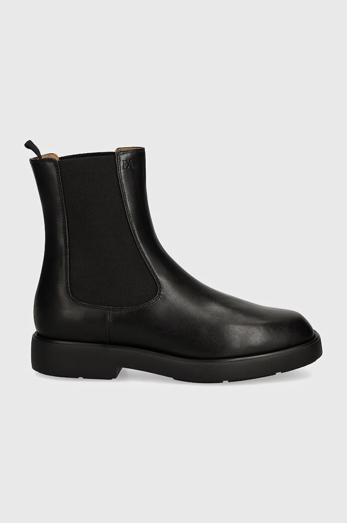 Emporio Armani Кожени боти в черно с равна подметка EW000425 AF11991 UC001
