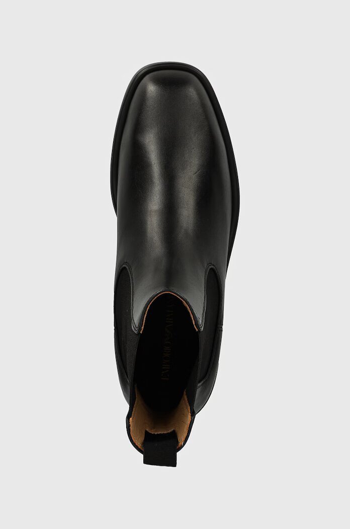 Emporio Armani Кожени боти в черно с равна подметка EW000425 AF11991 UC001