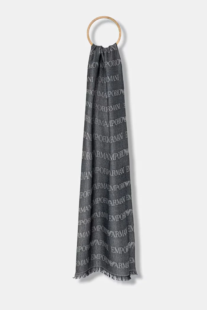 Emporio Armani Шал с вълна в тъмносиньо с десен EM004238 AF21541