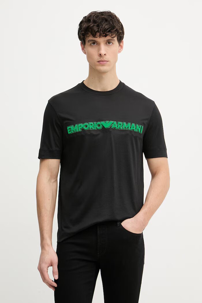 Emporio Armani тениска мъжка от лиосел черна EM004520 AF13747