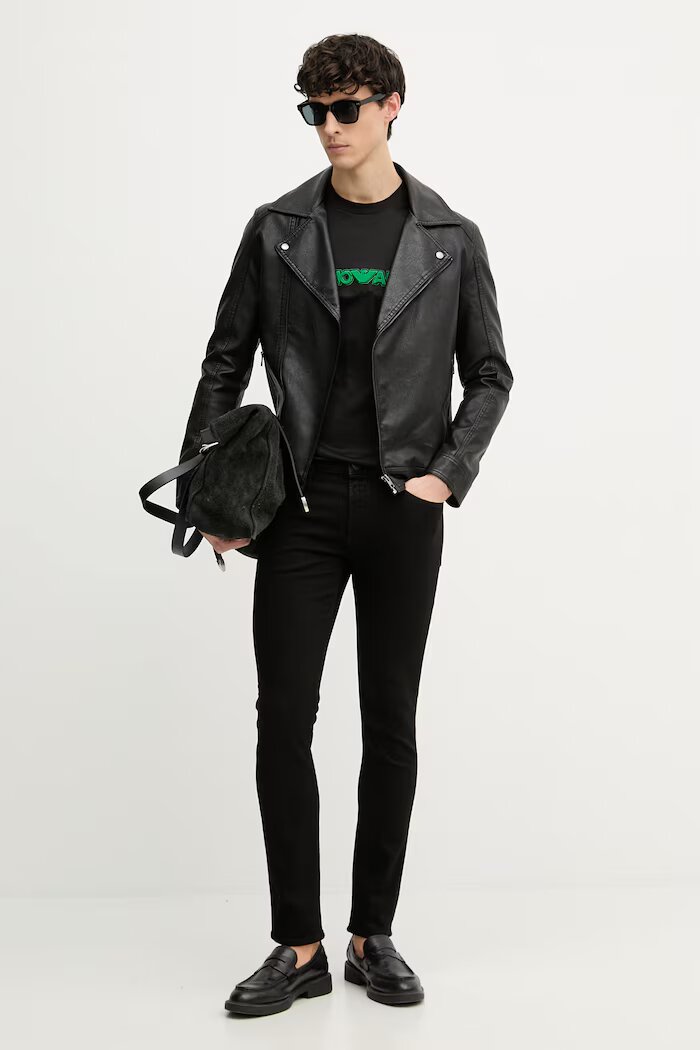 Emporio Armani тениска мъжка от лиосел черна EM004520 AF13747