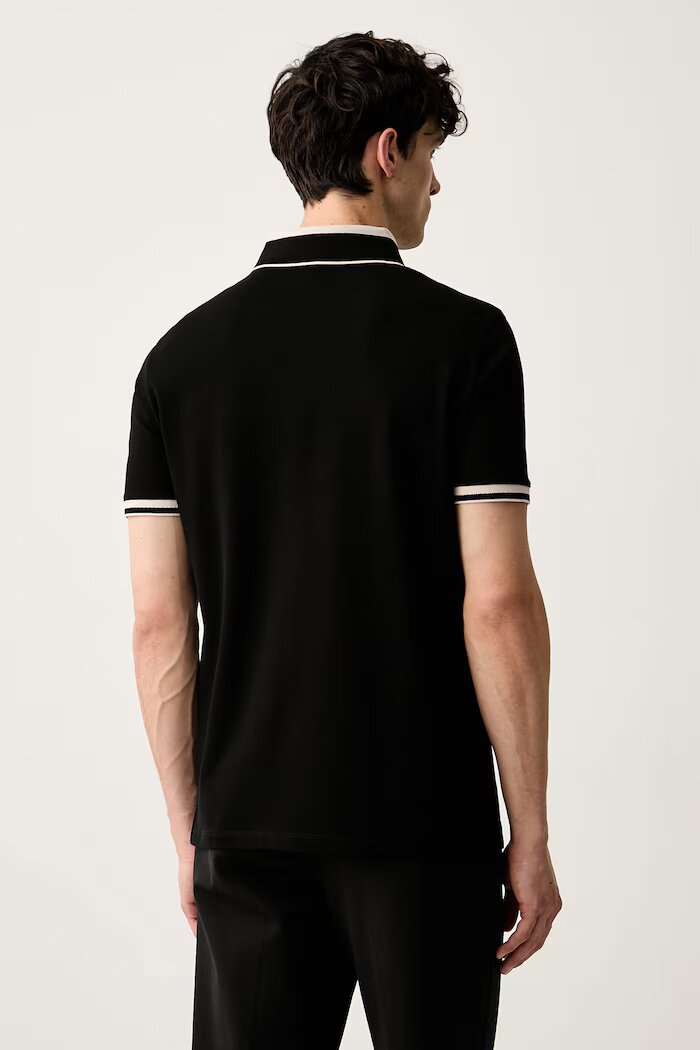Emporio Armani тениска с яка мъжка от памук черна EM006625 AF12955