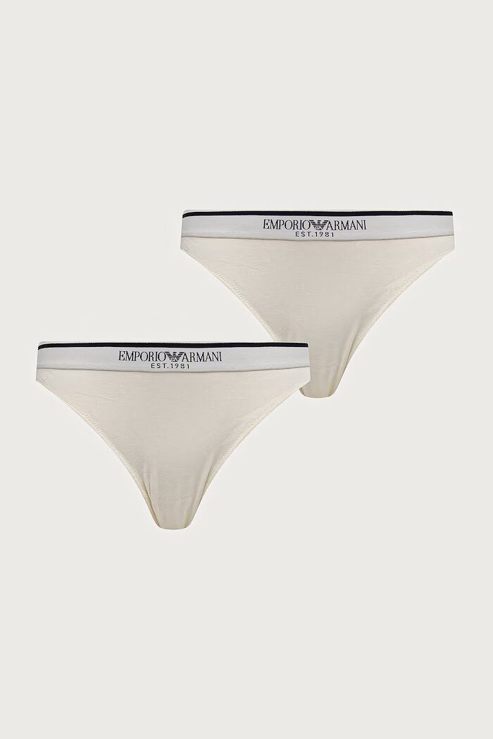 Emporio Armani Underwear бикини дамски от памук с еластан 2 броя бежови EW005195 AF27298