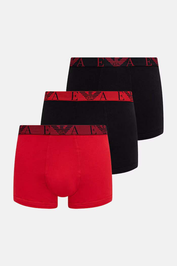 Emporio Armani Underwear прилепнали боксерки мъжки от памук с еластан 3 броя черни EM000259.AF25018