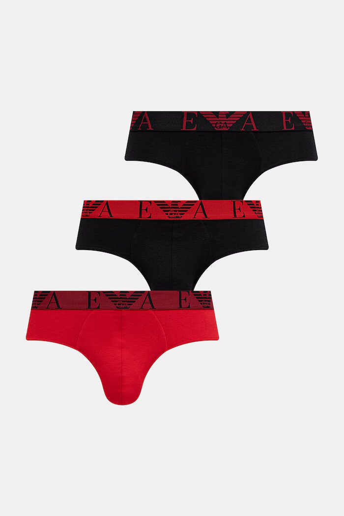 Emporio Armani Underwear слипове мъжки от памук с еластан 3 броя черни EM000258.AF25018