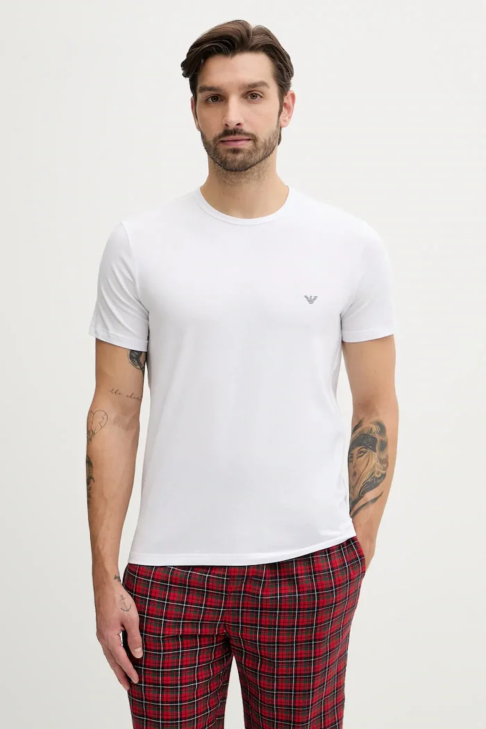 Emporio Armani Underwear тениска basic мъжка от памук с еластан 2 броя бяла EM000391 AF14132
