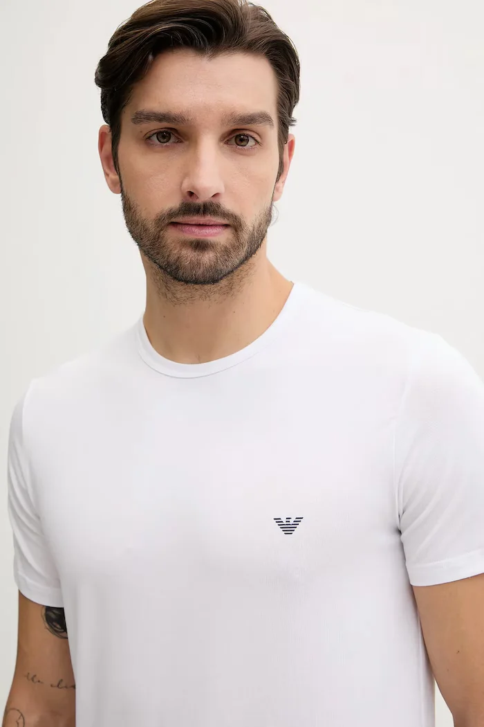 Emporio Armani Underwear тениска basic мъжка от памук с еластан 2 броя бяла EM000391 AF14132