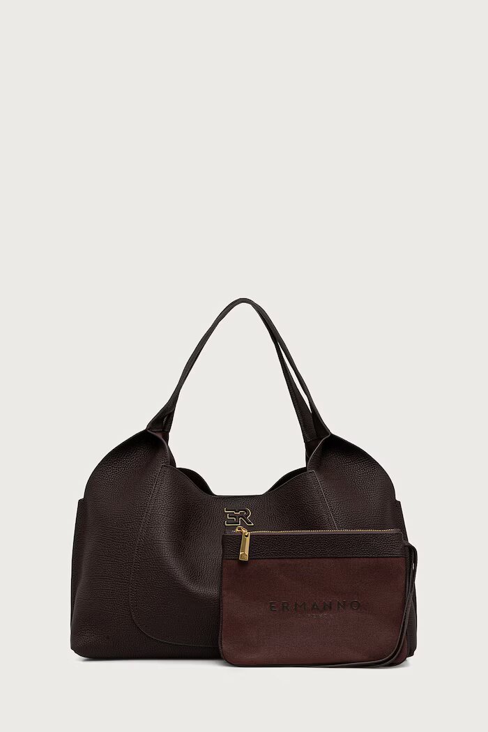 ERMANNO Firenze чанта tote дамска от кожа кафява 12402301