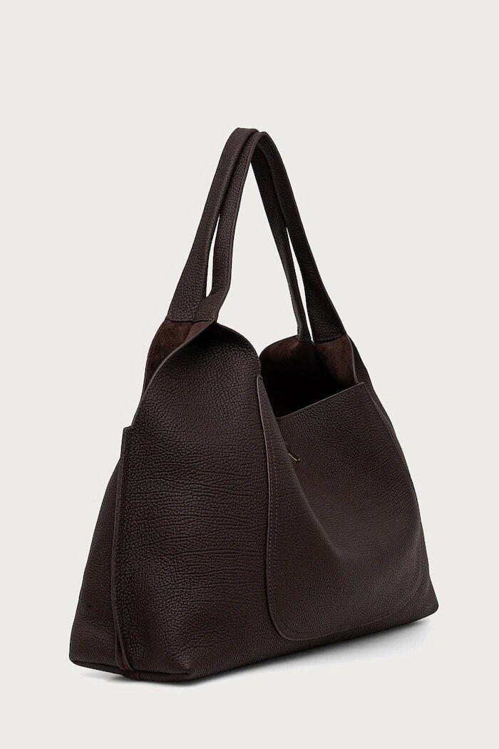 ERMANNO Firenze чанта tote дамска от кожа кафява 12402301