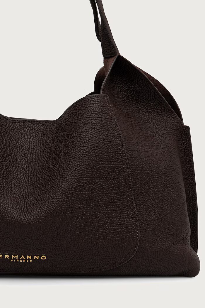 ERMANNO Firenze чанта tote дамска от кожа кафява 12402301