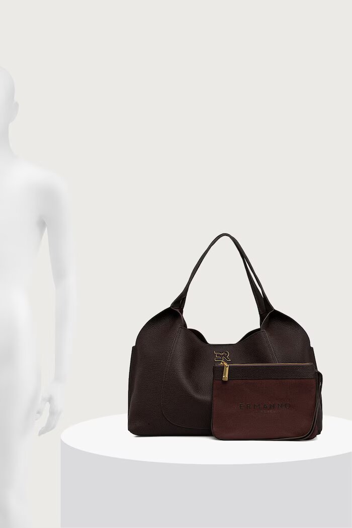 ERMANNO Firenze чанта tote дамска от кожа кафява 12402301