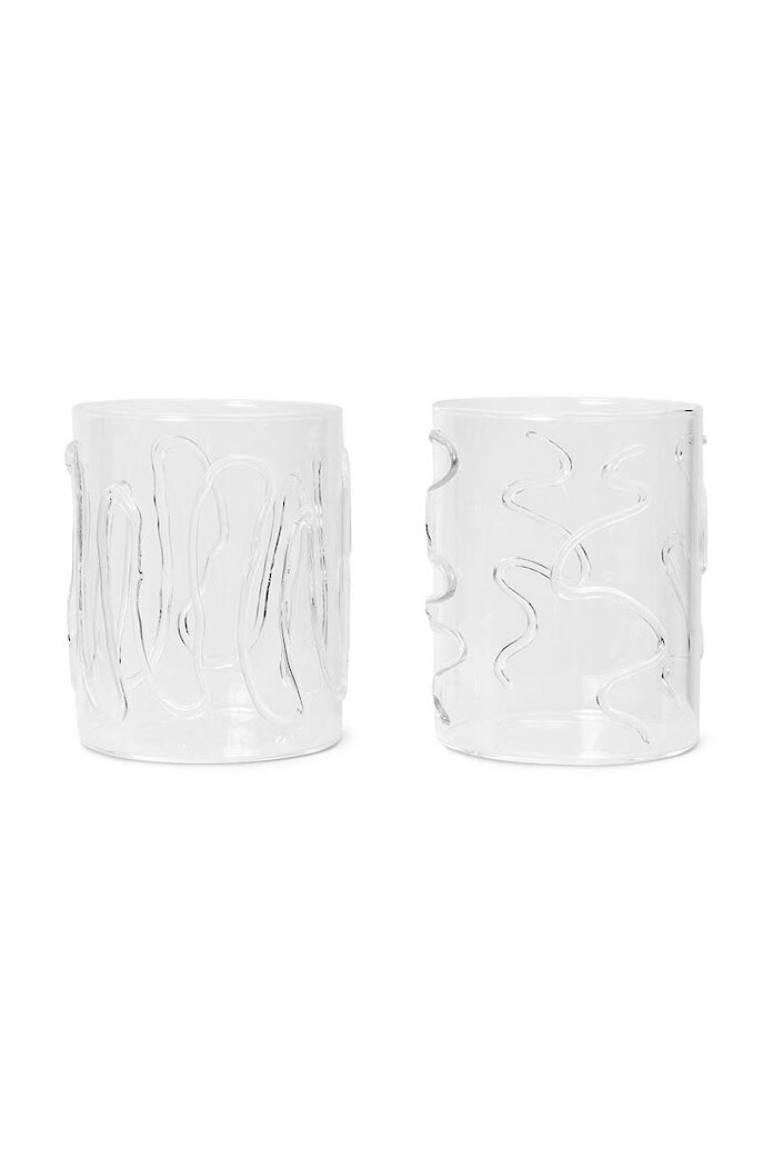 Ferm Living Комплект чаши Doodle Glasses 350 ml (2 броя) в прозрачен цвят