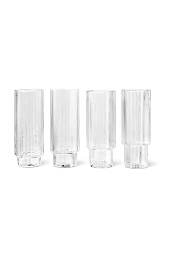 Ferm Living Комплект чаши Ripple 300 ml (4 броя) в прозрачен цвят