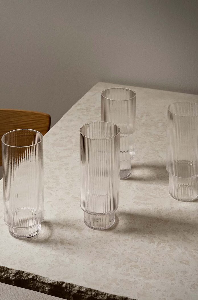 Ferm Living Комплект чаши Ripple 300 ml (4 броя) в прозрачен цвят