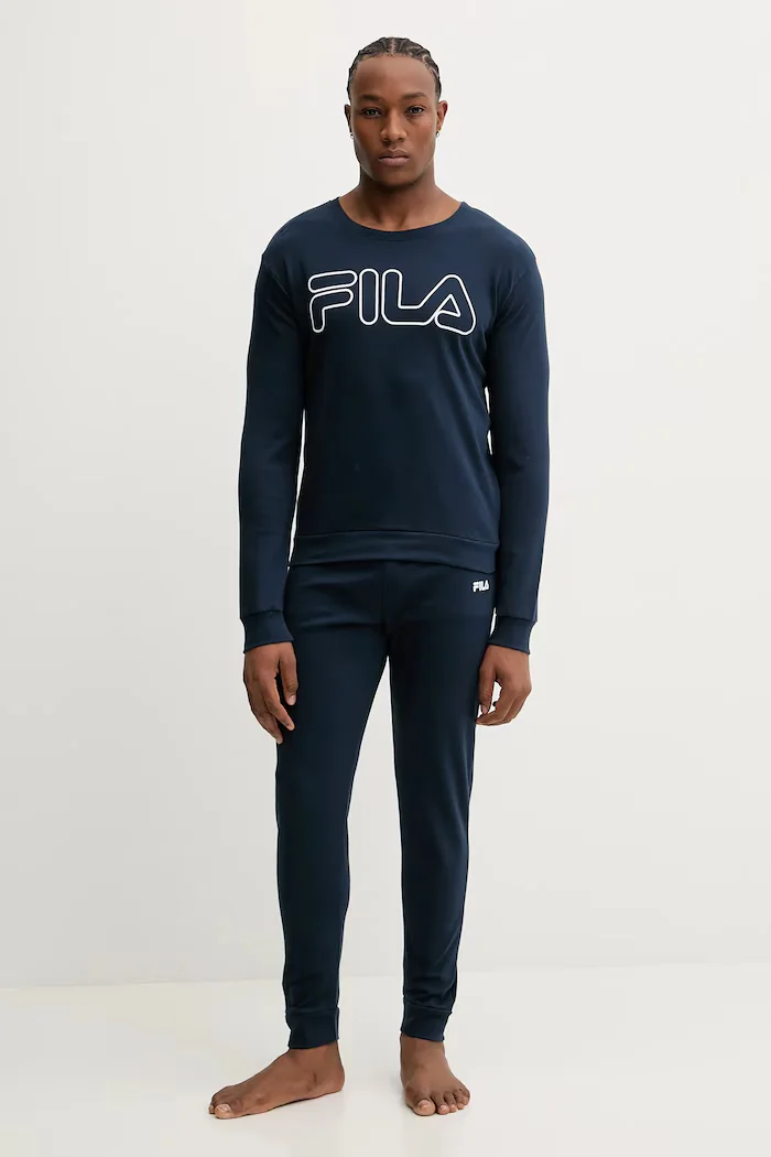 Fila Памучна пижама в тъмносиньо с принт FPW1235